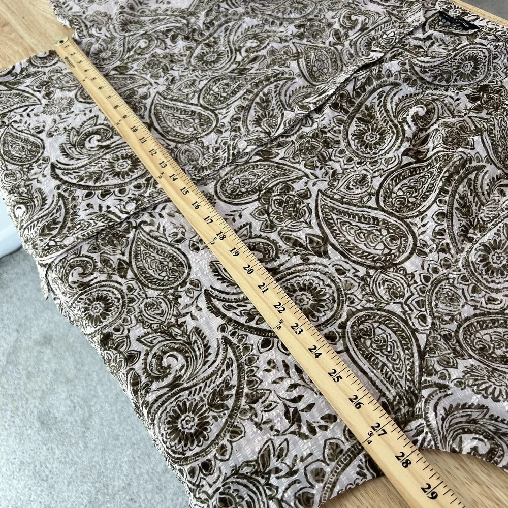 Zac & Rachel Paisley Boho Blouse Size XL Flowy Button Up Western Textured Brown - Picture 8 of 10